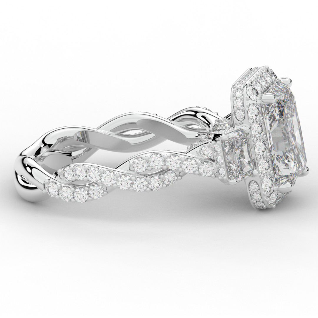 4.70CT.TW RADIANT LAB DIAMOND 3 STONE ENGAGEMENT RING - Nazarelle