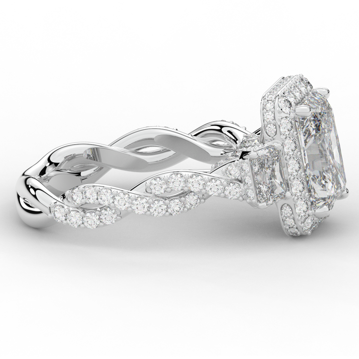 4.70CT.TW RADIANT LAB DIAMOND 3 STONE ENGAGEMENT RING - Nazarelle