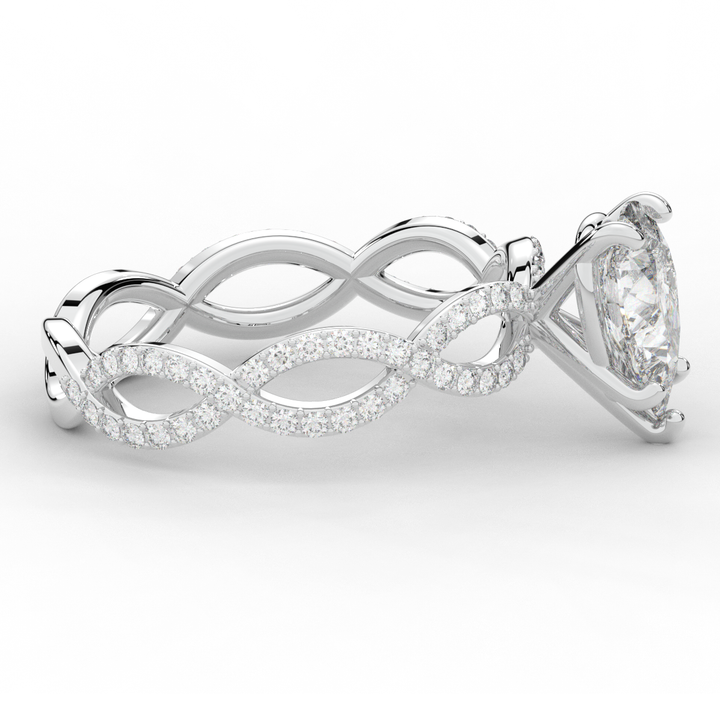 1.30CT.TW PEAR LAB DIAMOND TWIST BAND ENGAGEMENT RING - Nazarelle