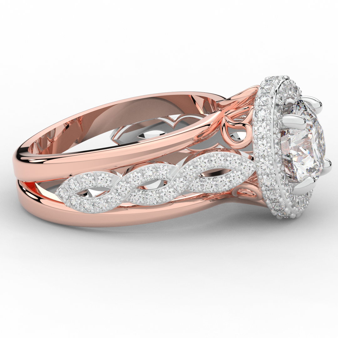 2.85CT.TW ROUND LAB DIAMOND HALO TWO TONE ENGAGEMENT RING - Nazarelle