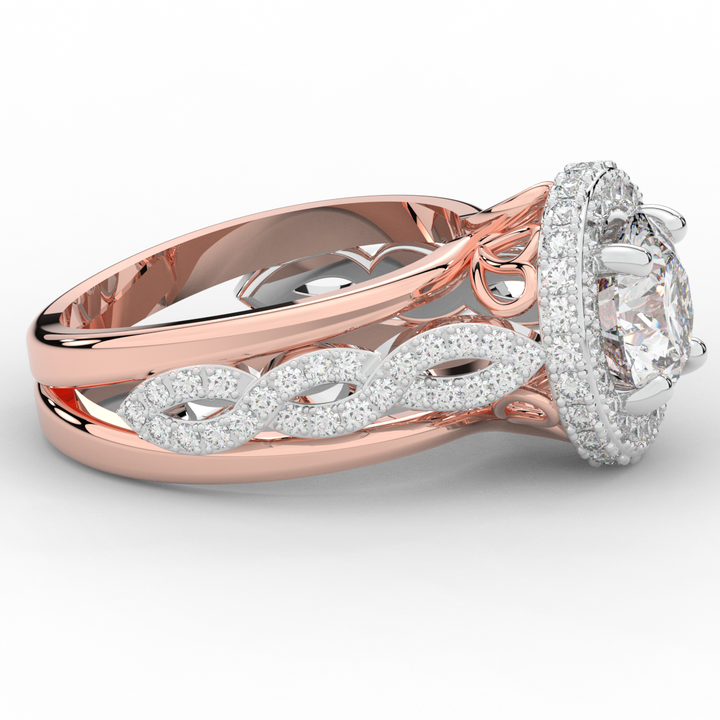 2.85CT.TW ROUND LAB DIAMOND HALO TWO TONE ENGAGEMENT RING - Nazarelle