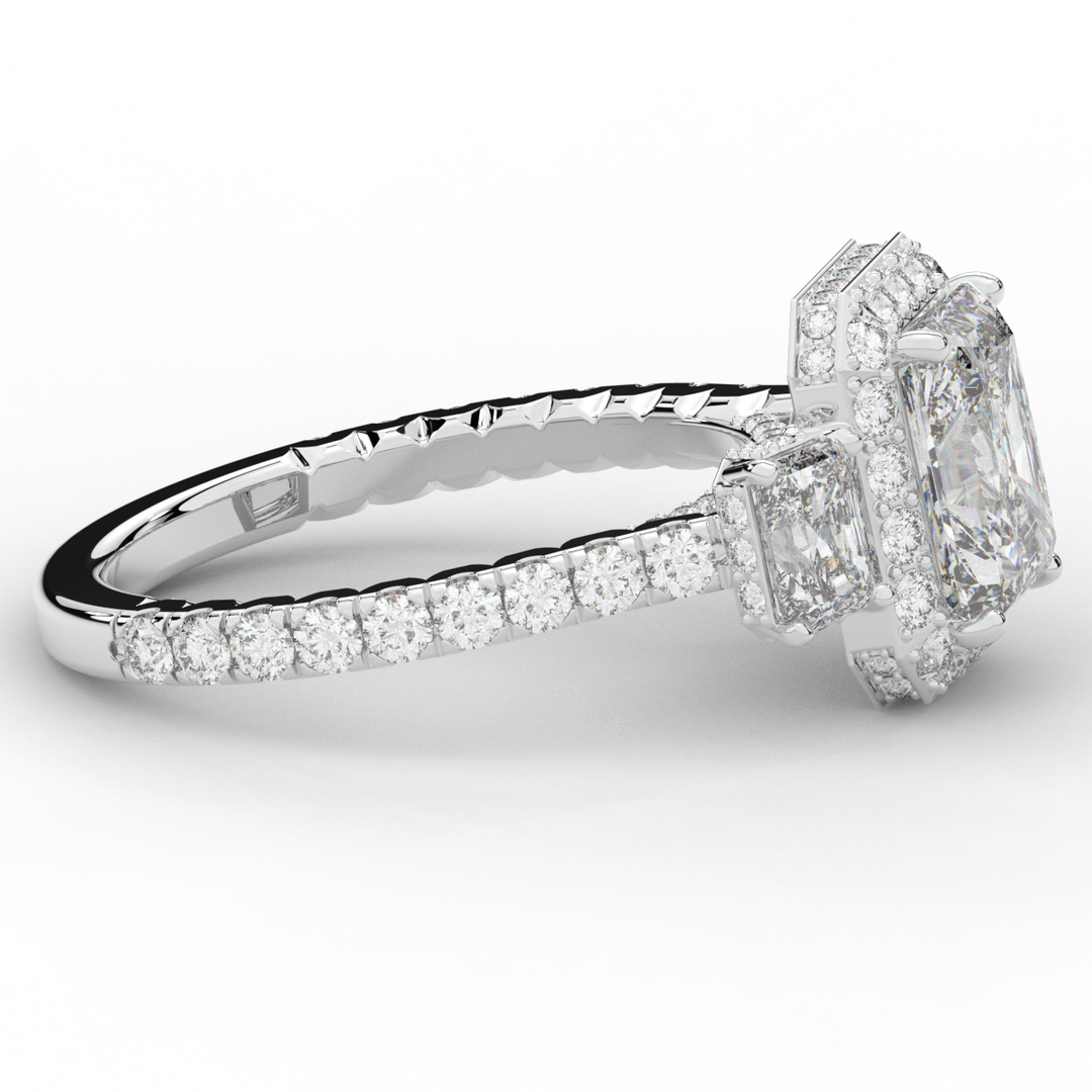 3.20CT.TW RADIANT LAB DIAMOND 3 STONE ENGAGEMENT RING - Nazarelle