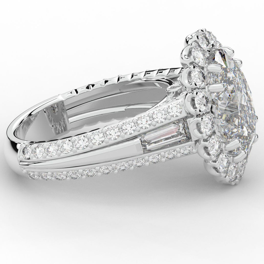 5.75CT.TW OVAL LAB DIAMOND HALO ENGAGEMENT RING - Nazarelle
