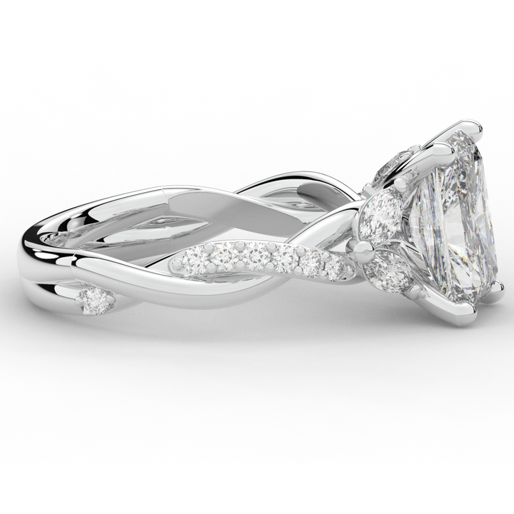 2.40CT.TW RADIANT LAB DIAMOND TWIST BAND ENGAGEMENT RING - Nazarelle
