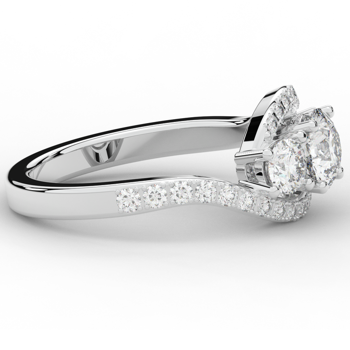 1.65CT.TW ROUND LAB DIAMOND TWIST HALO ENGAGEMENT RING - Nazarelle