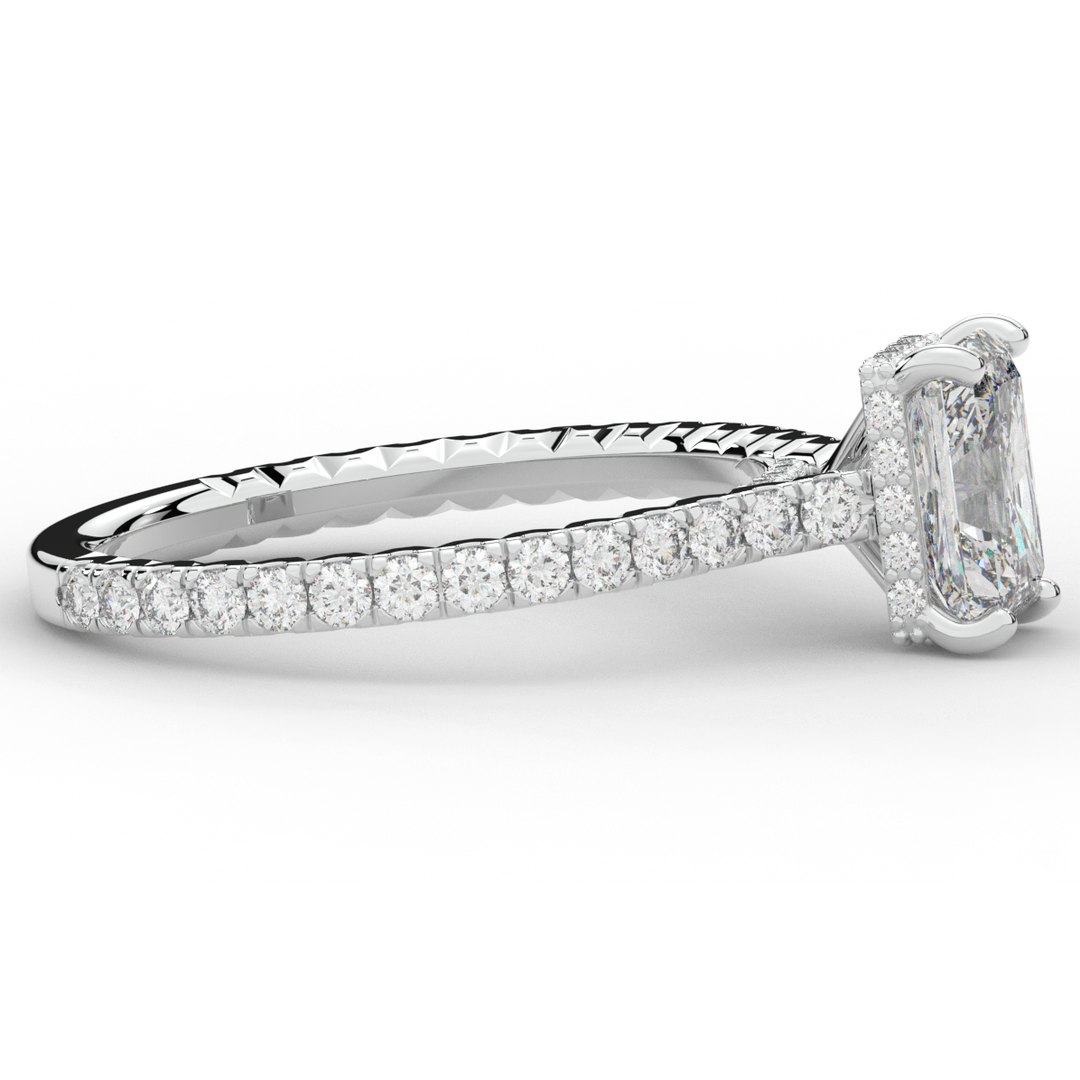 2.10CT.TW RADIANT LAB DIAMOND UNDERHALO SOLITAIRE ENGAGEMENT RING - Nazarelle