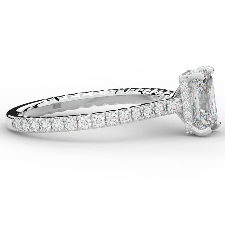 2.10CT.TW RADIANT LAB DIAMOND UNDERHALO SOLITAIRE ENGAGEMENT RING - Nazarelle