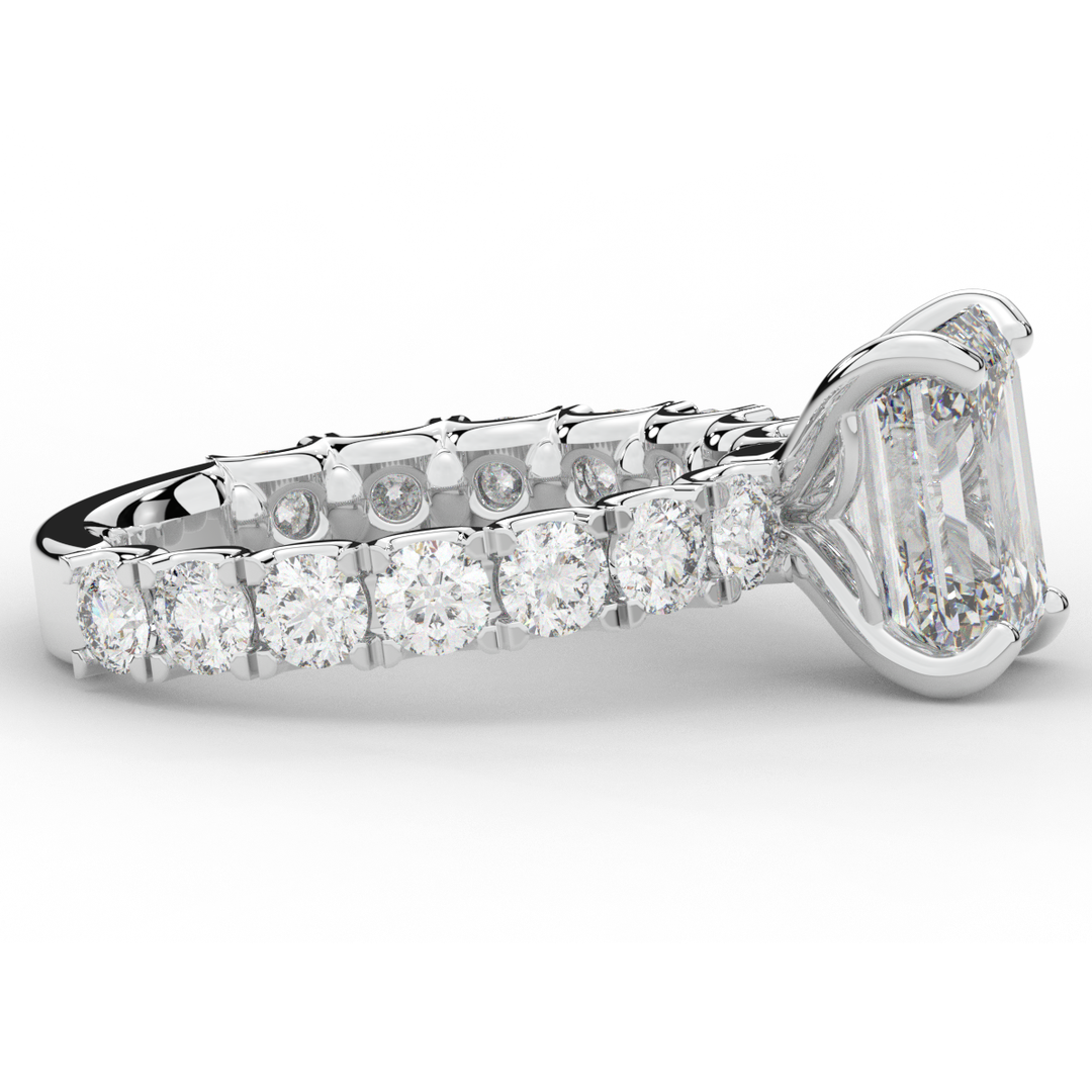 4.35CT.TW EMERALD CUT LAB DIAMOND ENGAGEMENT RING - Nazarelle