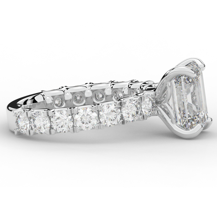 4.35CT.TW EMERALD CUT LAB DIAMOND ENGAGEMENT RING - Nazarelle
