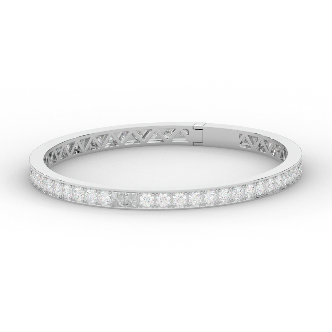 5.10CT.TW ROUND LAB DIAMOND BANGLE - Nazarelle