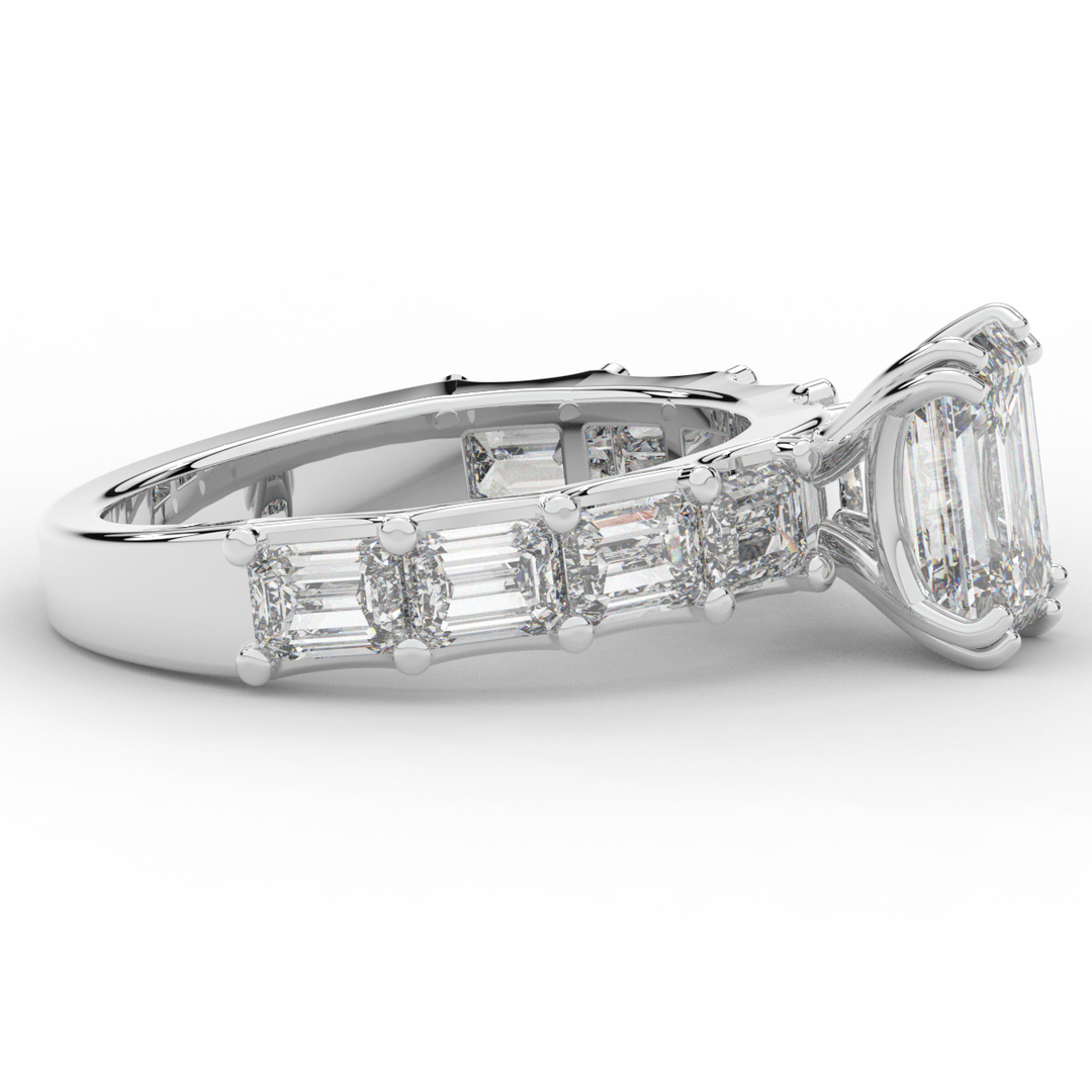 3.75CT.TW EMERALD CUT LAB DIAMOND SOLITAIRE ENGAGEMENT RING - Nazarelle