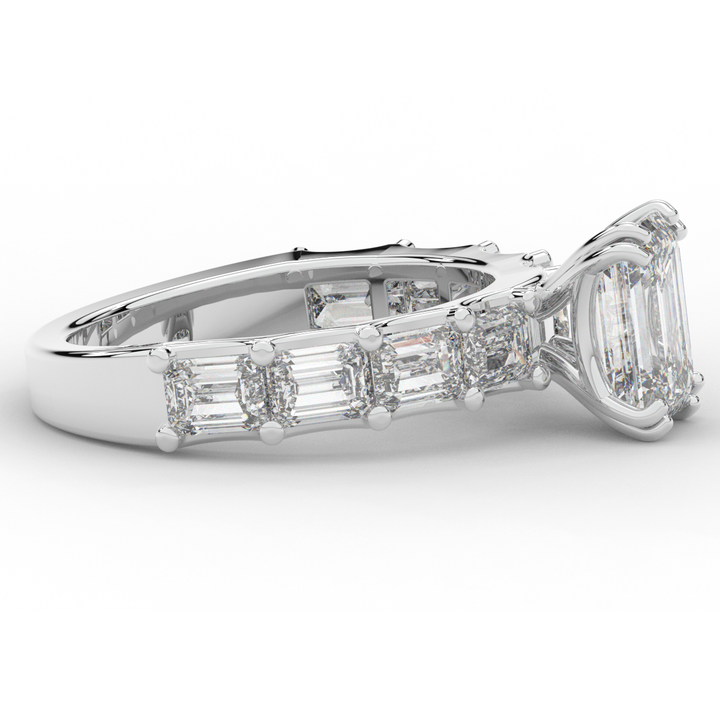3.75CT.TW EMERALD CUT LAB DIAMOND SOLITAIRE ENGAGEMENT RING - Nazarelle