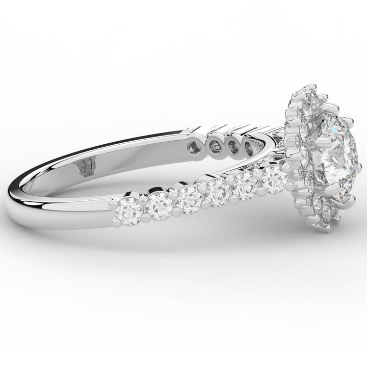 1.60CT.TW ROUND LAB DIAMOND HALO ENGAGEMENT RING - Nazarelle