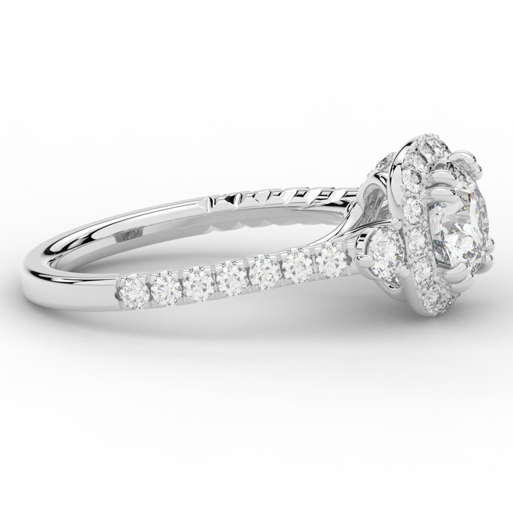 1.75CT.TW ROUND LAB DIAMOND HALO ENGAGEMENT RING - Nazarelle