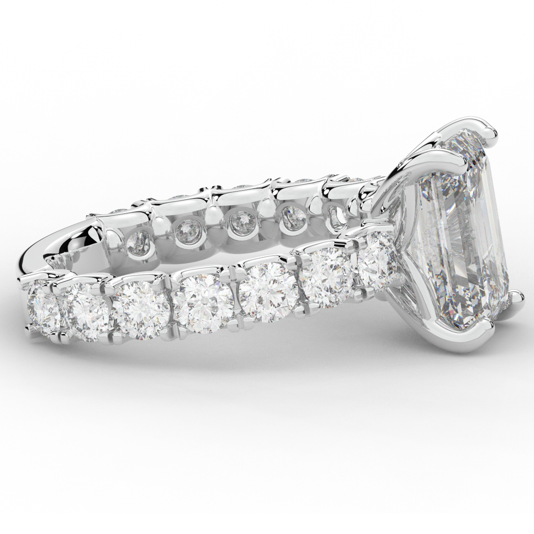 4.35CT.TW EMERALD CUT LAB DIAMOND ENGAGEMENT RING - Nazarelle