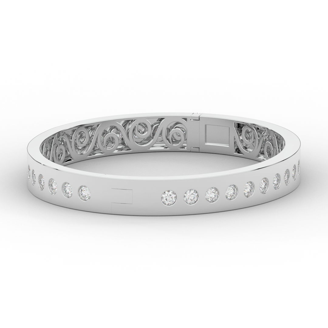 4.50CT.TW ROUND LAB DIAMOND ETERNITY BEZEL SET BANGLE - Nazarelle