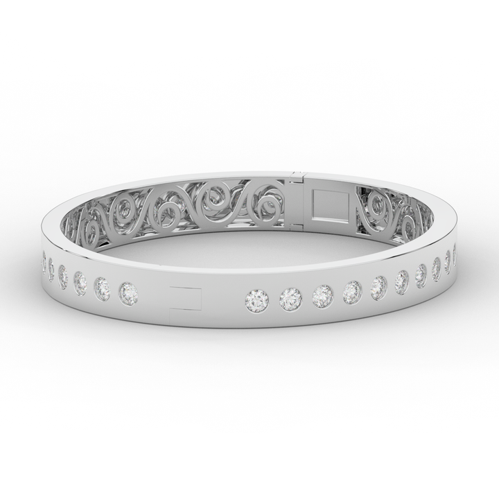 4.50CT.TW ROUND LAB DIAMOND ETERNITY BEZEL SET BANGLE - Nazarelle