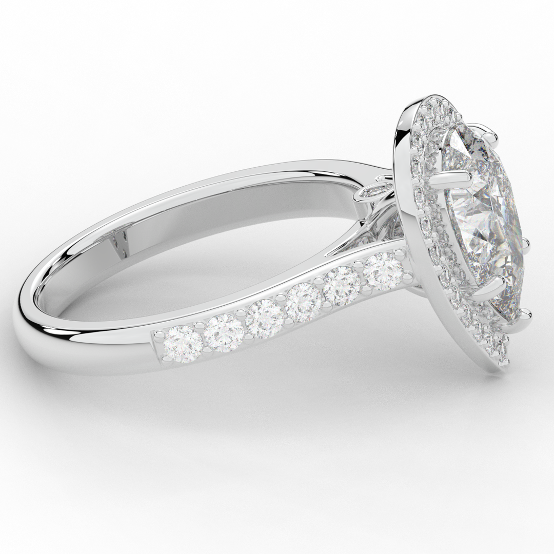 2.50CT.TW PEAR LAB DIAMOND HALO ENGAGEMENT RING - Nazarelle