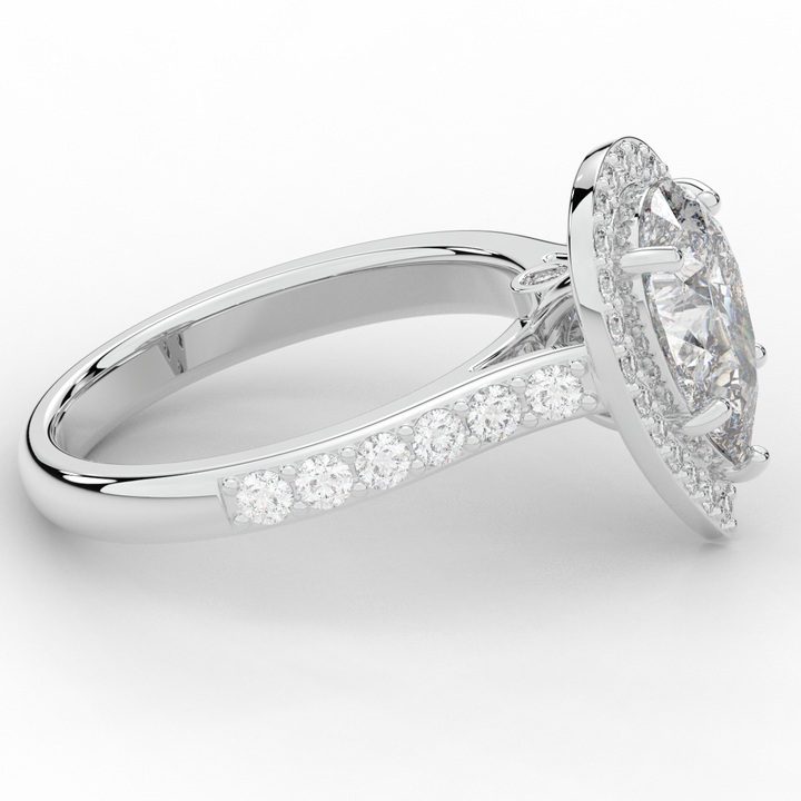 2.50CT.TW PEAR LAB DIAMOND HALO ENGAGEMENT RING - Nazarelle