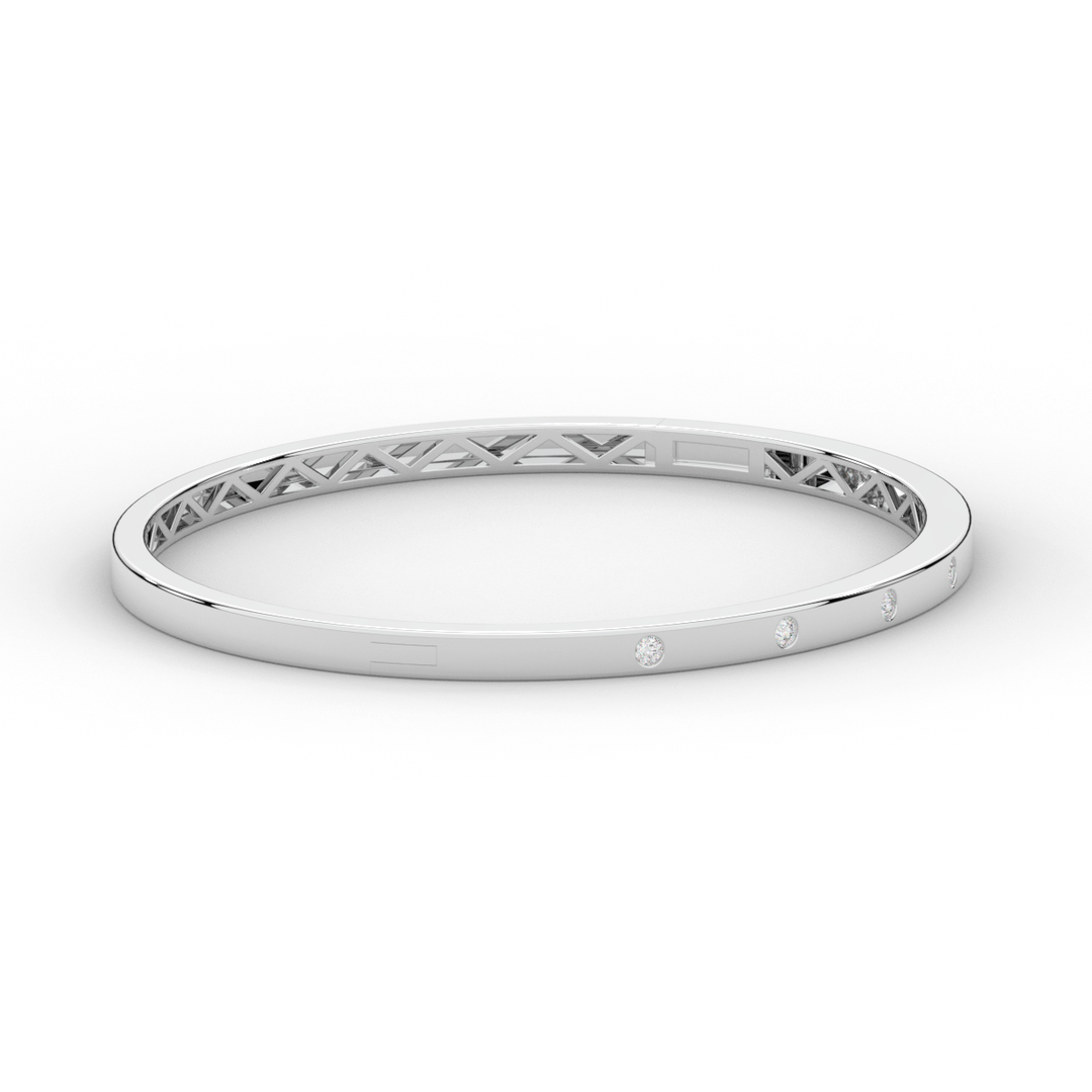 0.15CT.TW ROUND LAB BEZEL SET DIAMOND BANGLE - Nazarelle