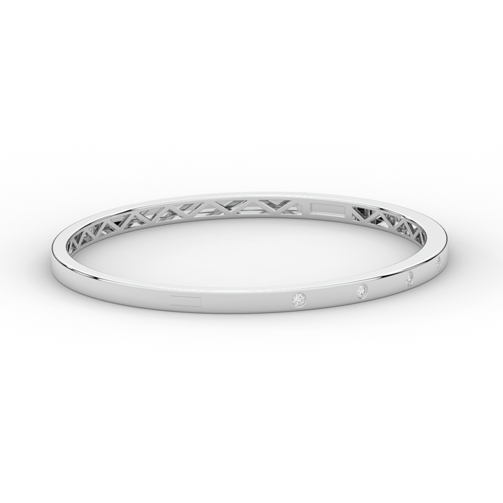 0.15CT.TW ROUND LAB BEZEL SET DIAMOND BANGLE - Nazarelle
