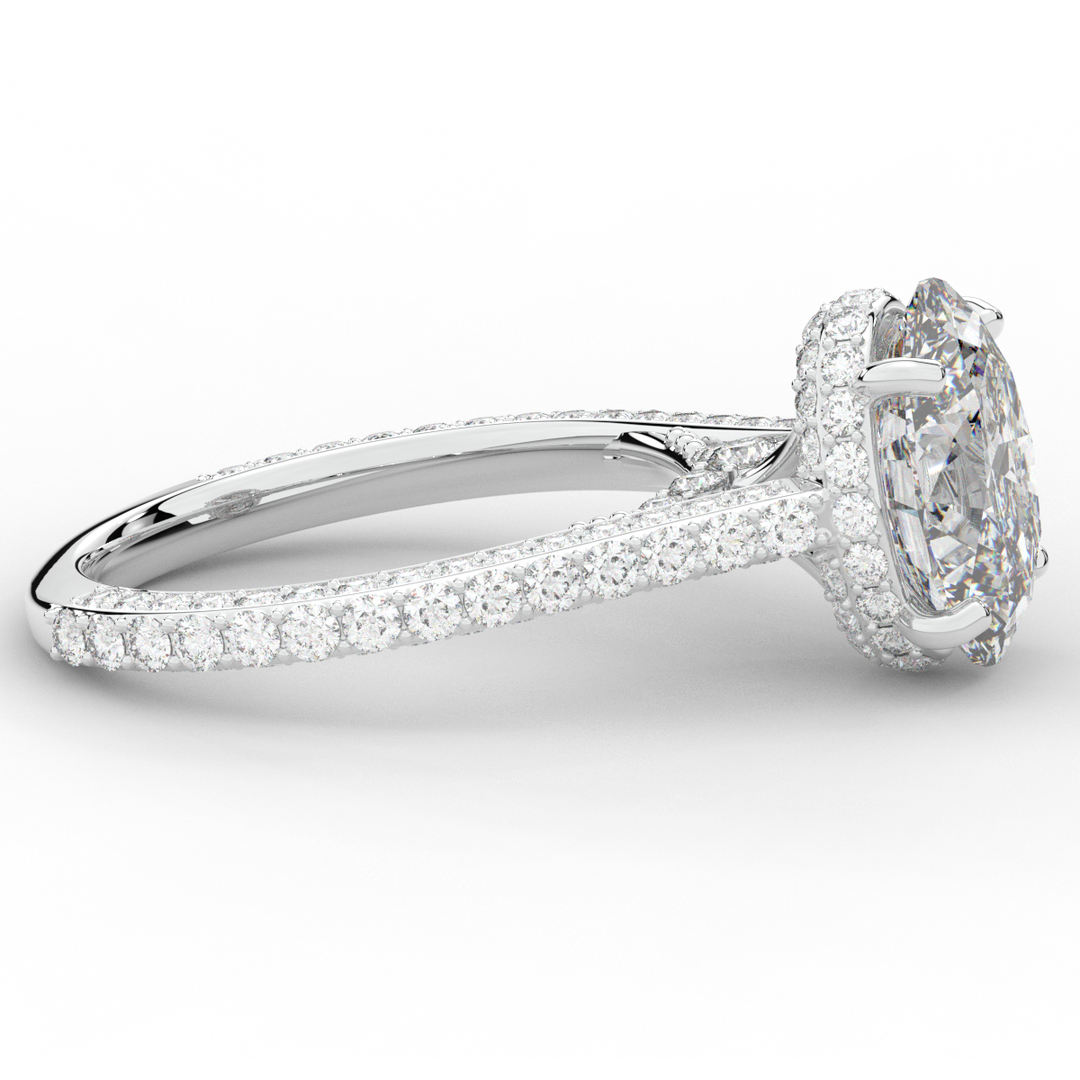 4.00CT.TW OVAL LAB DIAMOND UNDERHALO SOLITAIRE ENGAGEMENT RING - Nazarelle