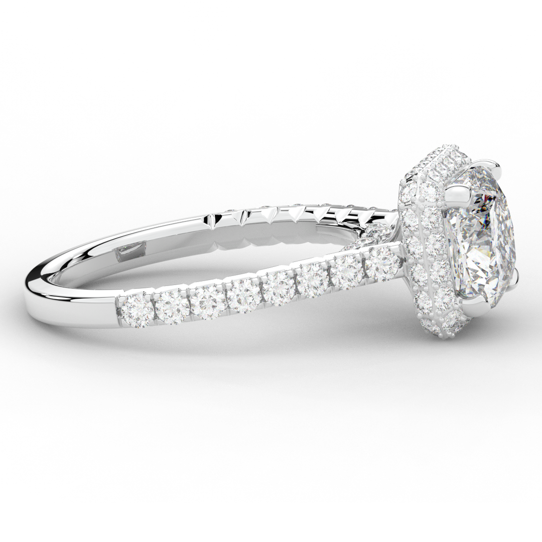 2.75CT.TW CUSHION LAB DIAMOND HALO ENGAGEMENT RING - Nazarelle