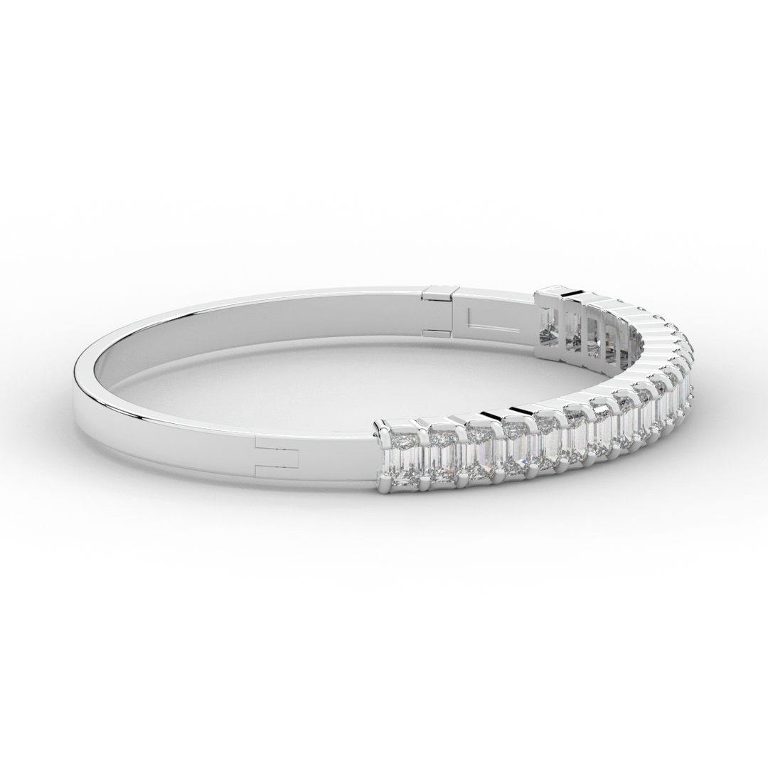 6.50CT.TW EMERALD CUT LAB DIAMOND BANGLE - Nazarelle