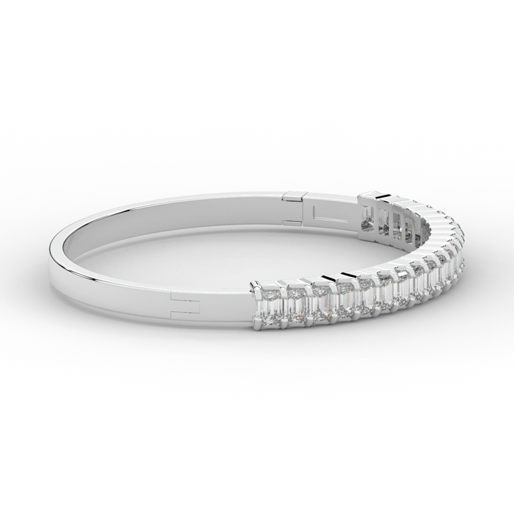 6.50CT.TW EMERALD CUT LAB DIAMOND BANGLE - Nazarelle