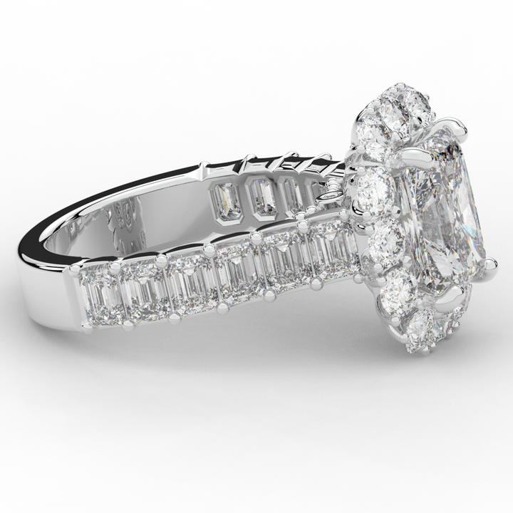 6.00CT.TW RADIANT LAB DIAMOND HALO ENGAGEMENT RING - Nazarelle