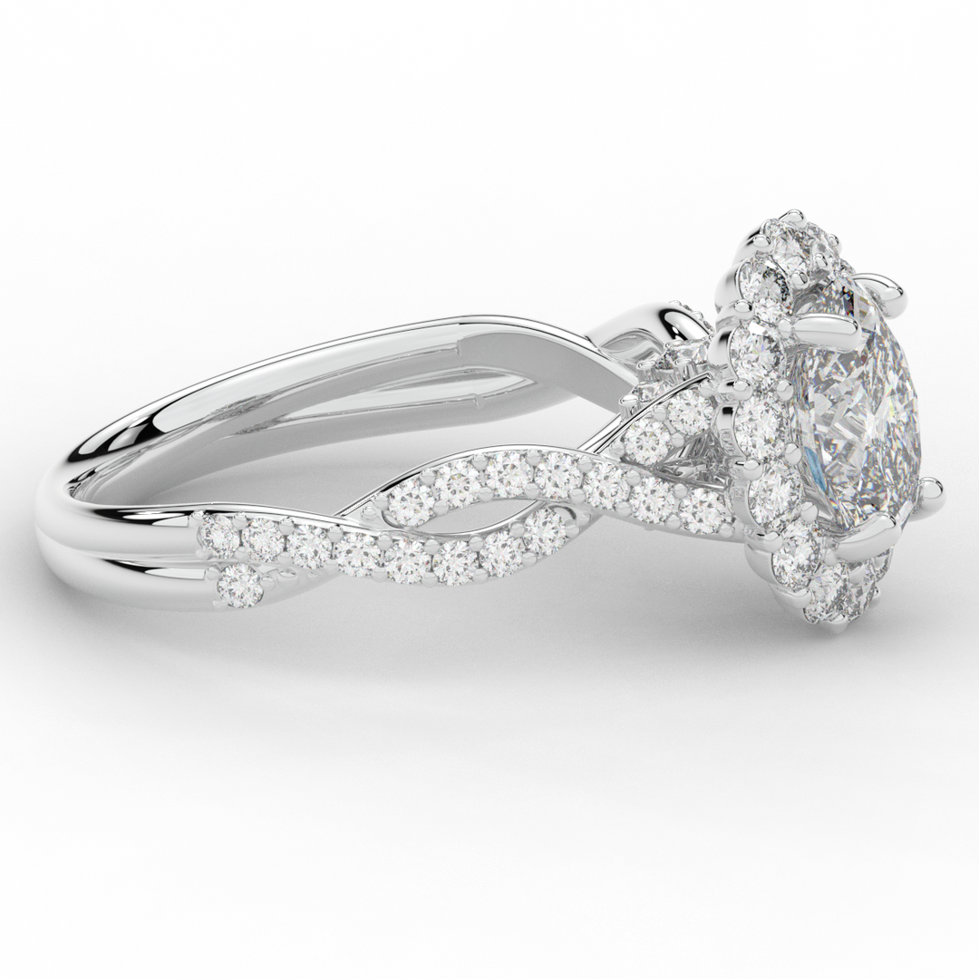 1.75CT.TW OVAL LAB DIAMOND HALO TWIST BAND ENGAGEMENT RING - Nazarelle