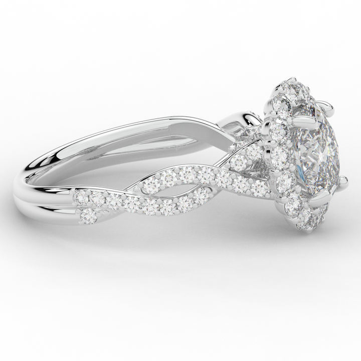 1.75CT.TW OVAL LAB DIAMOND HALO TWIST BAND ENGAGEMENT RING - Nazarelle