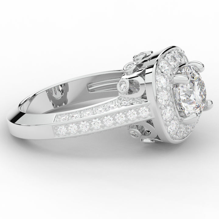 1.50CT.TW ROUND LAB DIAMOND HALO ENGAGEMENT RING - Nazarelle