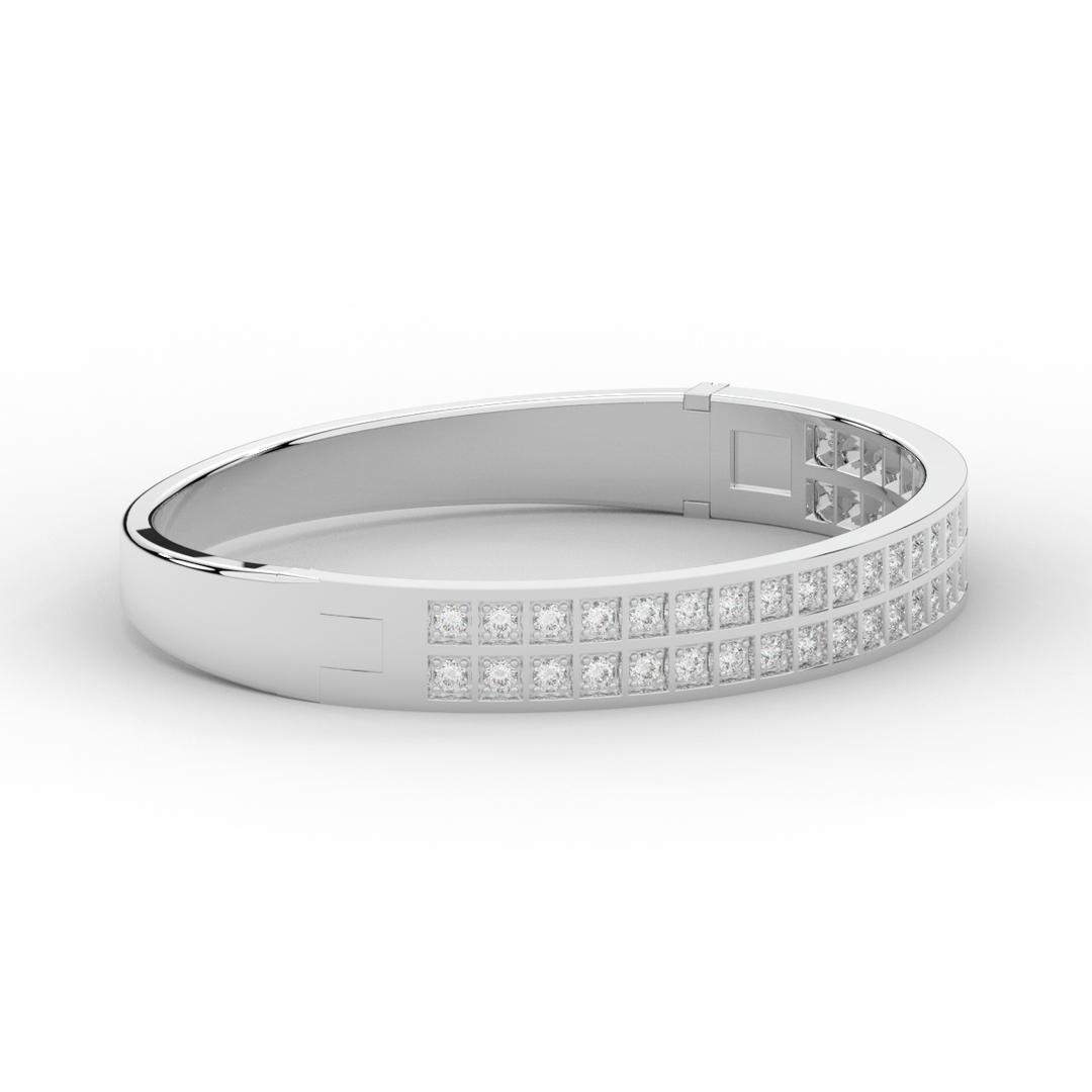 2.00CT.TW ROUND LAB TWO ROW DIAMOND BANGLE - Nazarelle