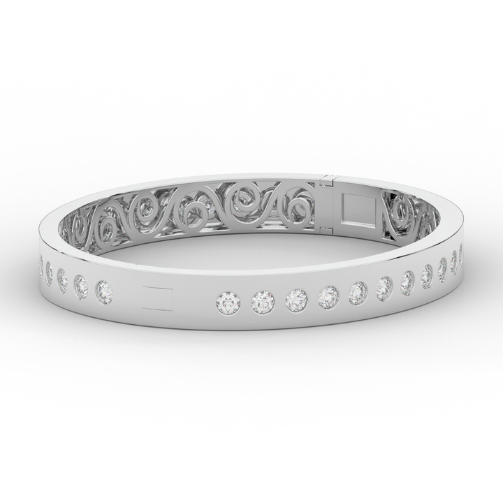 4.50CT.TW ROUND LAB DIAMOND ETERNITY BEZEL SET BANGLE - Nazarelle