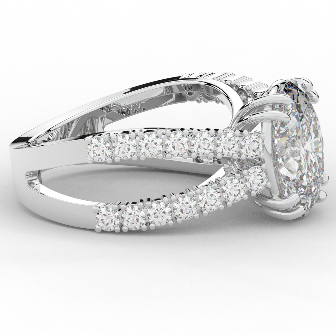 3.75CT.TW OVAL LAB DIAMOND SPLIT BAND ENGAGEMENT RING - Nazarelle