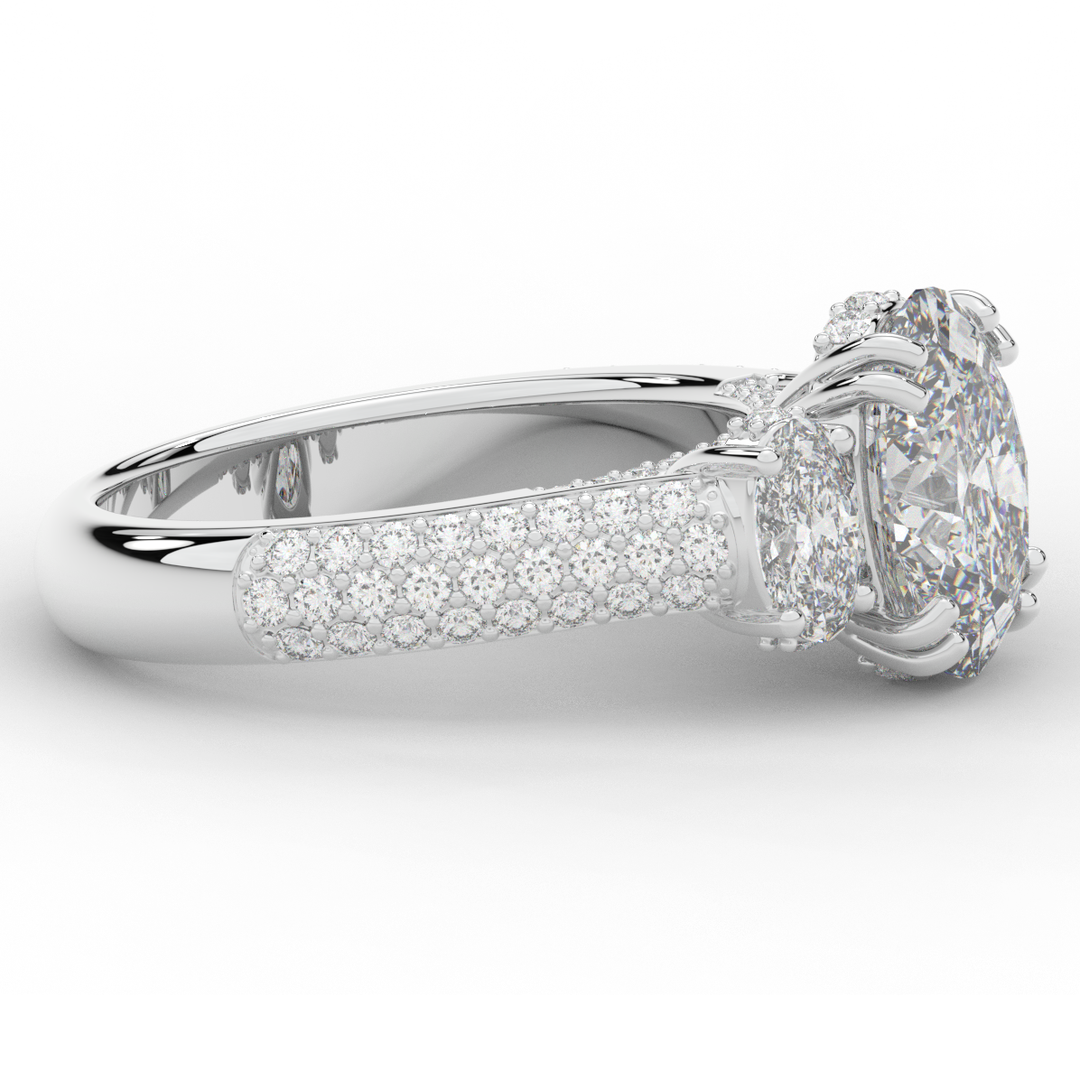 3.70CT.TW OVAL LAB DIAMOND 3 STONE ENGAGEMENT RING - Nazarelle