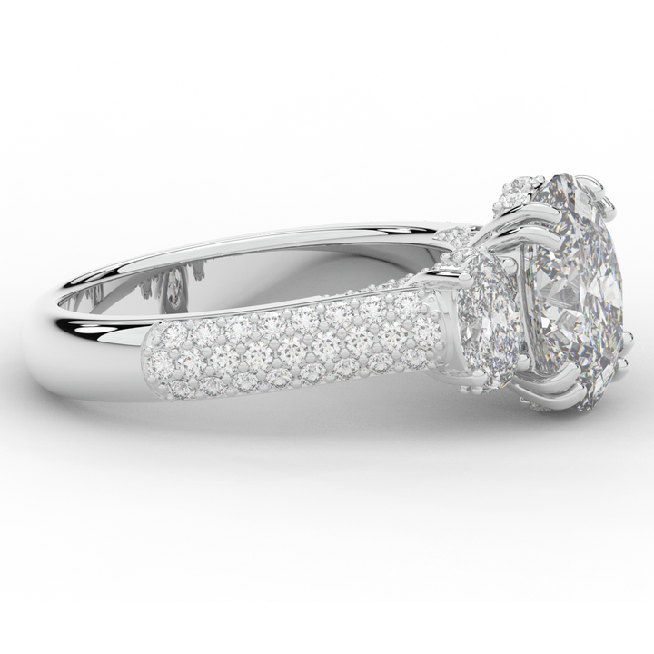 3.70CT.TW OVAL LAB DIAMOND 3 STONE ENGAGEMENT RING - Nazarelle