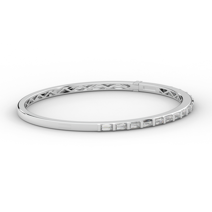 1.50CT.TW BAGUETTE LAB DIAMOND SHARED PRONG BANGLE - Nazarelle