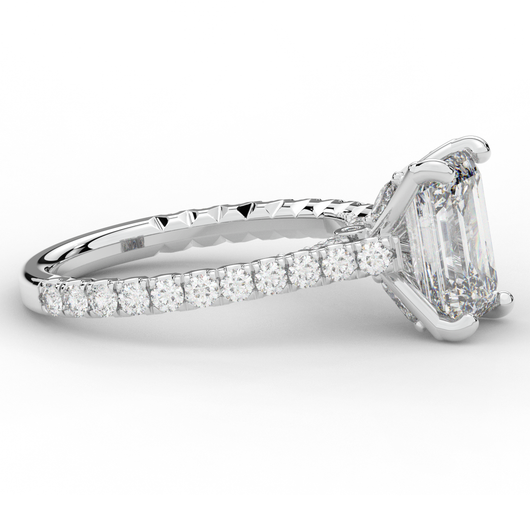 2.70CT.TW EMERALD CUT LAB DIAMOND SOLITAIRE ENGAGEMENT RING - Nazarelle