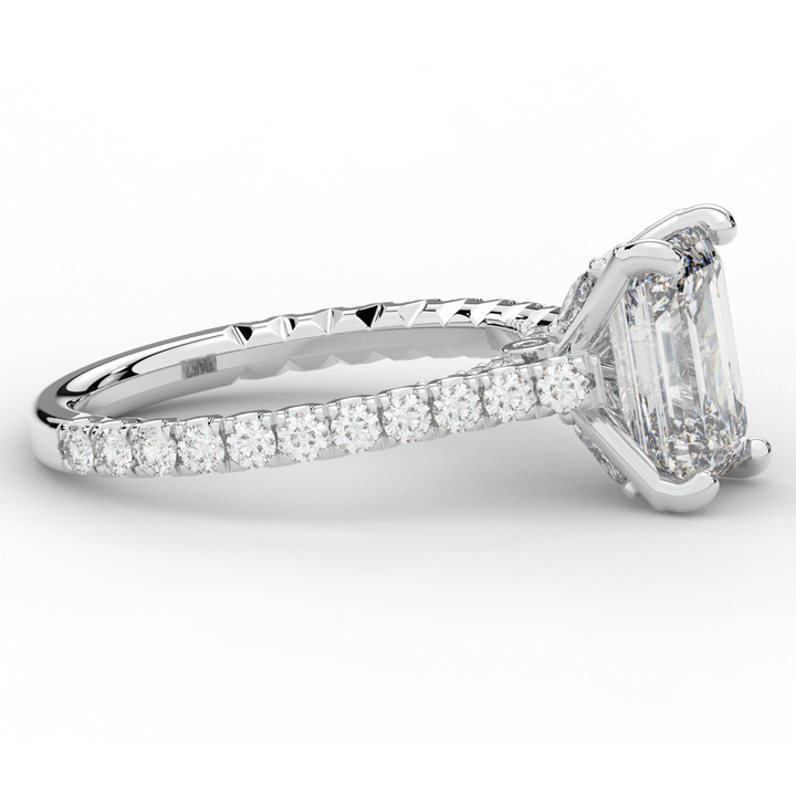 2.70CT.TW EMERALD CUT LAB DIAMOND SOLITAIRE ENGAGEMENT RING - Nazarelle