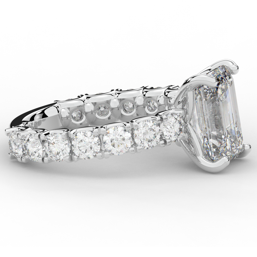 4.35CT.TW EMERALD CUT LAB DIAMOND ENGAGEMENT RING - Nazarelle