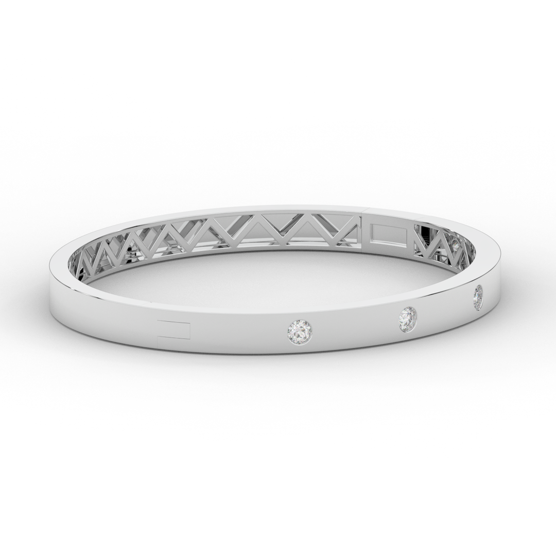 0.50CT.TW ROUND LAB DIAMOND BEZEL SET BANGLE - Nazarelle