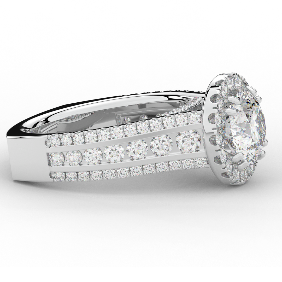 2.90CT.TW ROUND LAB DIAMOND HALO ENGAGEMENT RING - Nazarelle