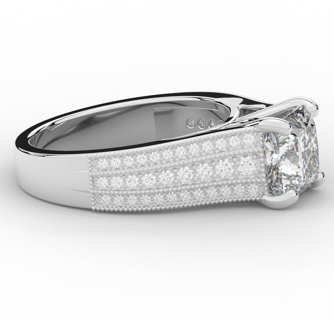 3.55CT.TW PRINCESS LAB DIAMOND ENGAGEMENT RING - Nazarelle