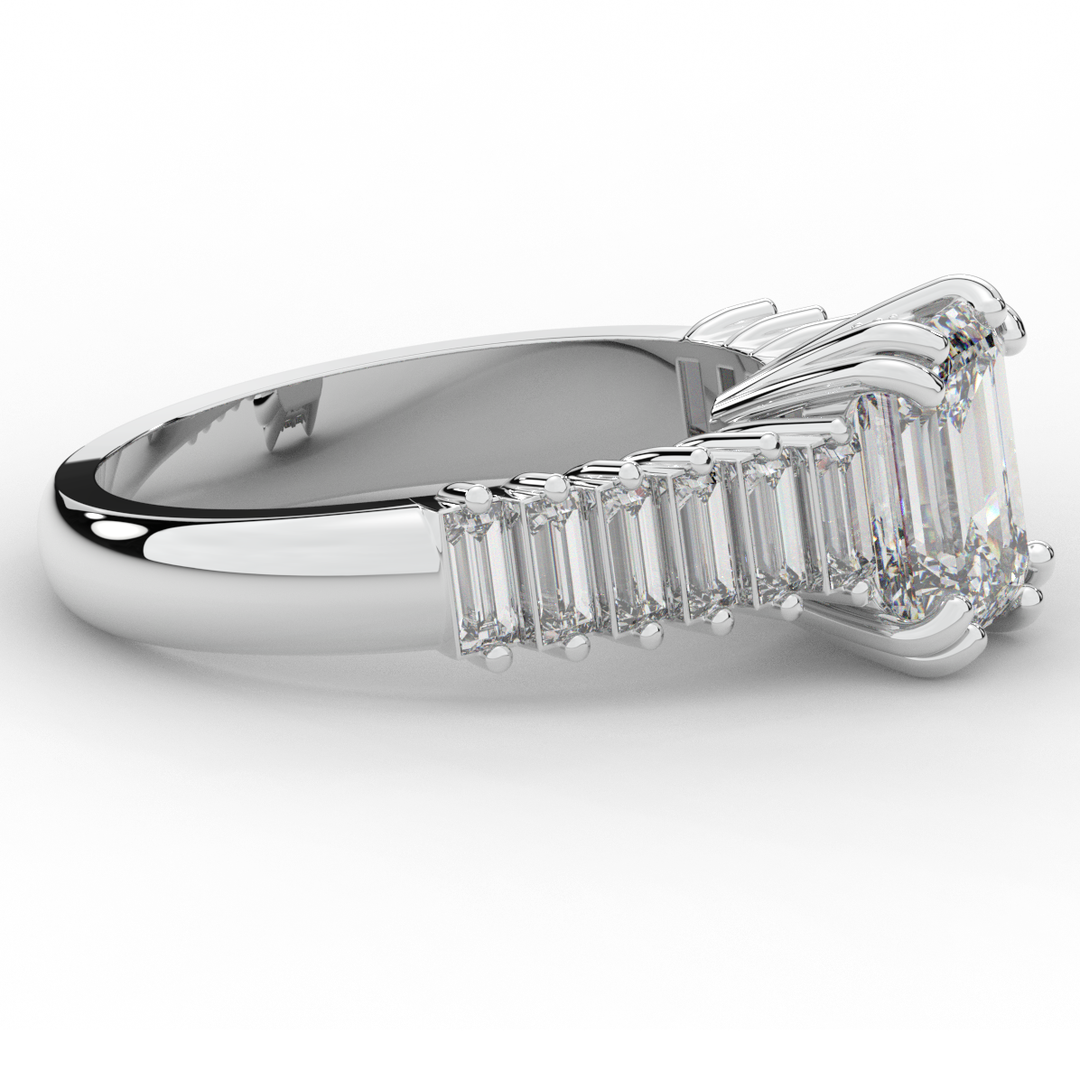 2.60CT.TW EMERALD CUT LAB DIAMOND ENGAGEMENT RING - Nazarelle