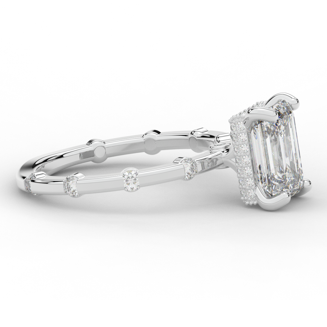 2.60CT.TW RADIANT LAB DIAMOND UNDERHALO SOLITAIRE ENGAGEMENT RING - Nazarelle