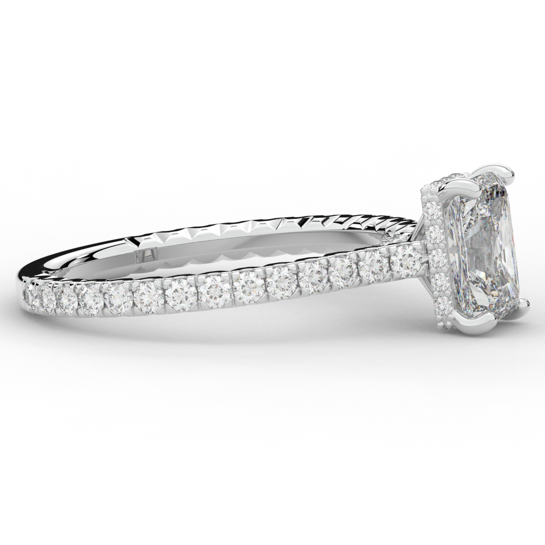 2.10CT.TW RADIANT LAB DIAMOND UNDERHALO SOLITAIRE ENGAGEMENT RING - Nazarelle