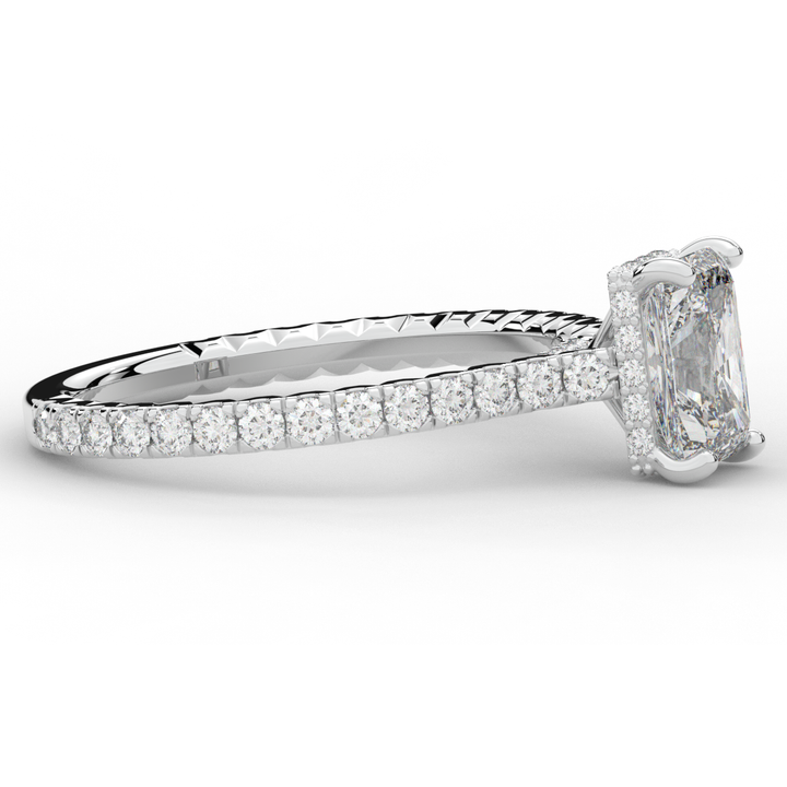 2.10CT.TW RADIANT LAB DIAMOND UNDERHALO SOLITAIRE ENGAGEMENT RING - Nazarelle