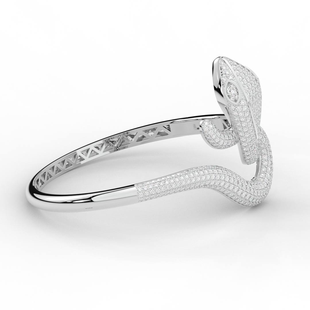 4.90CT.TW ROUND AND PEAR LAB DIAMOND SNAKE BANGLE - Nazarelle